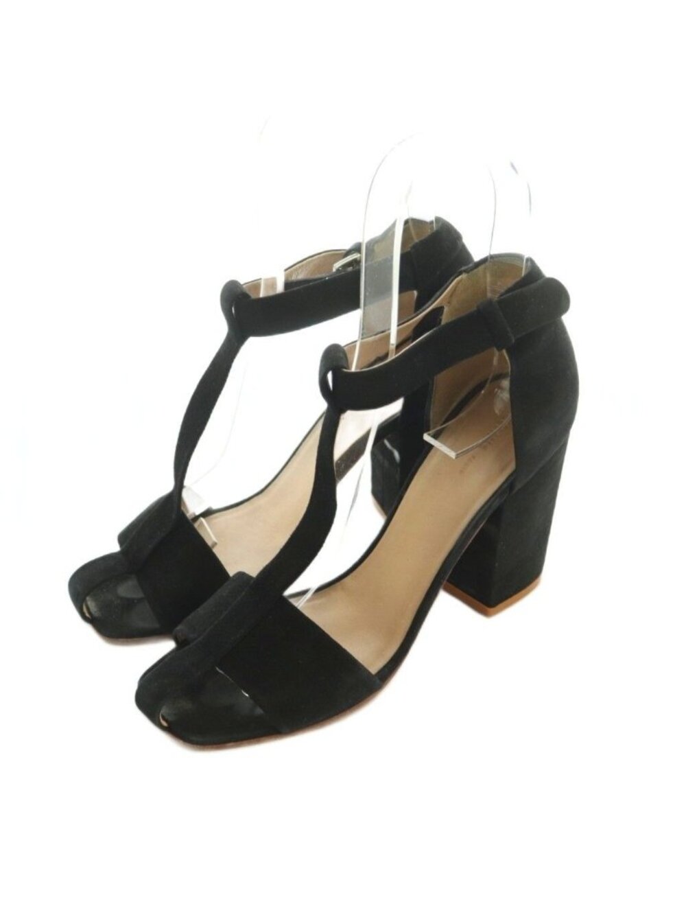 Celine Sandals Square Toe Block Heel Suede Black 36.5 - Picture 1 of 9